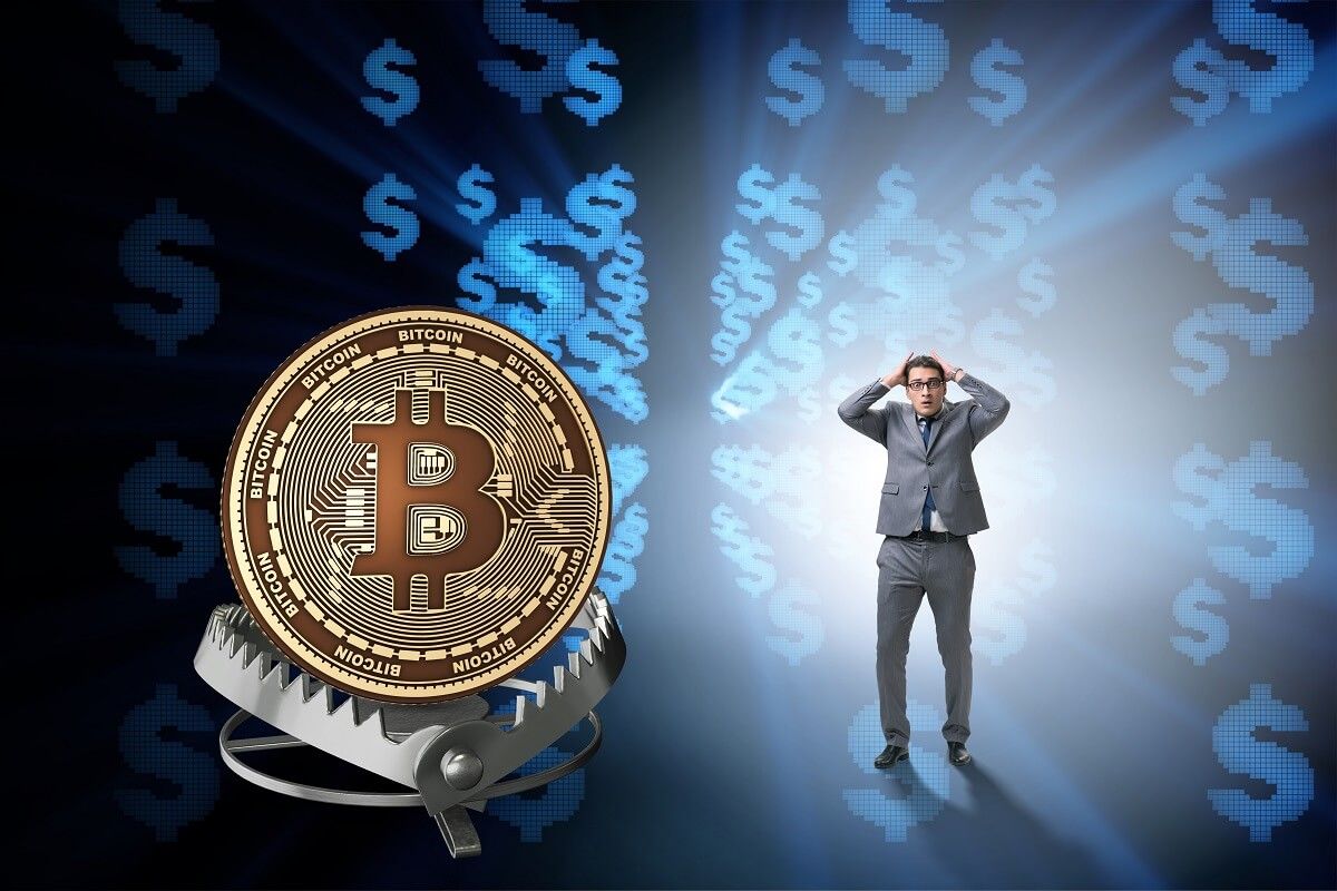 Help With Crypto Scams - Businessman falling into the trap of bitcoin cryptocurrency