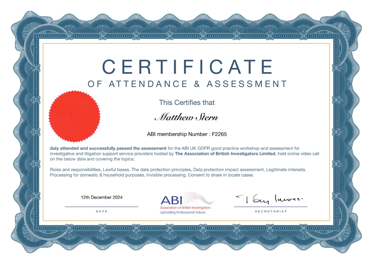 ABI GDPR Certification - Matthew Stern